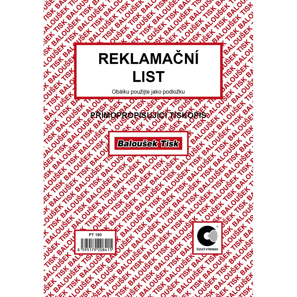 PT190 - Reklamační list A5