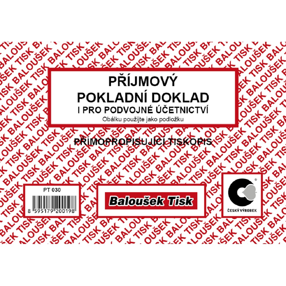 PT030 - Příjmový pokladní doklad i pro PÚ A6