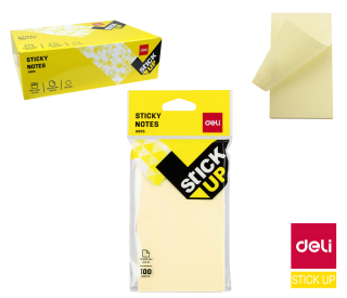 Bloček samolepící STICK UP žlutý 76 x 126mm DELI EA00352